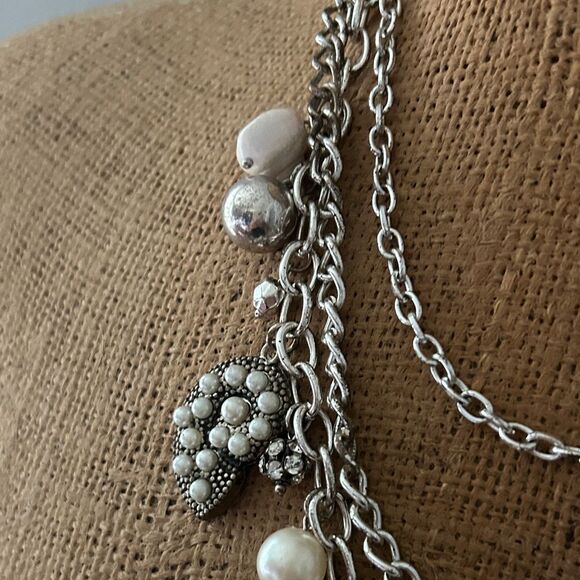 Premier Silver Layered seashore Necklace with Pearl Accents - Picture 4 of 7